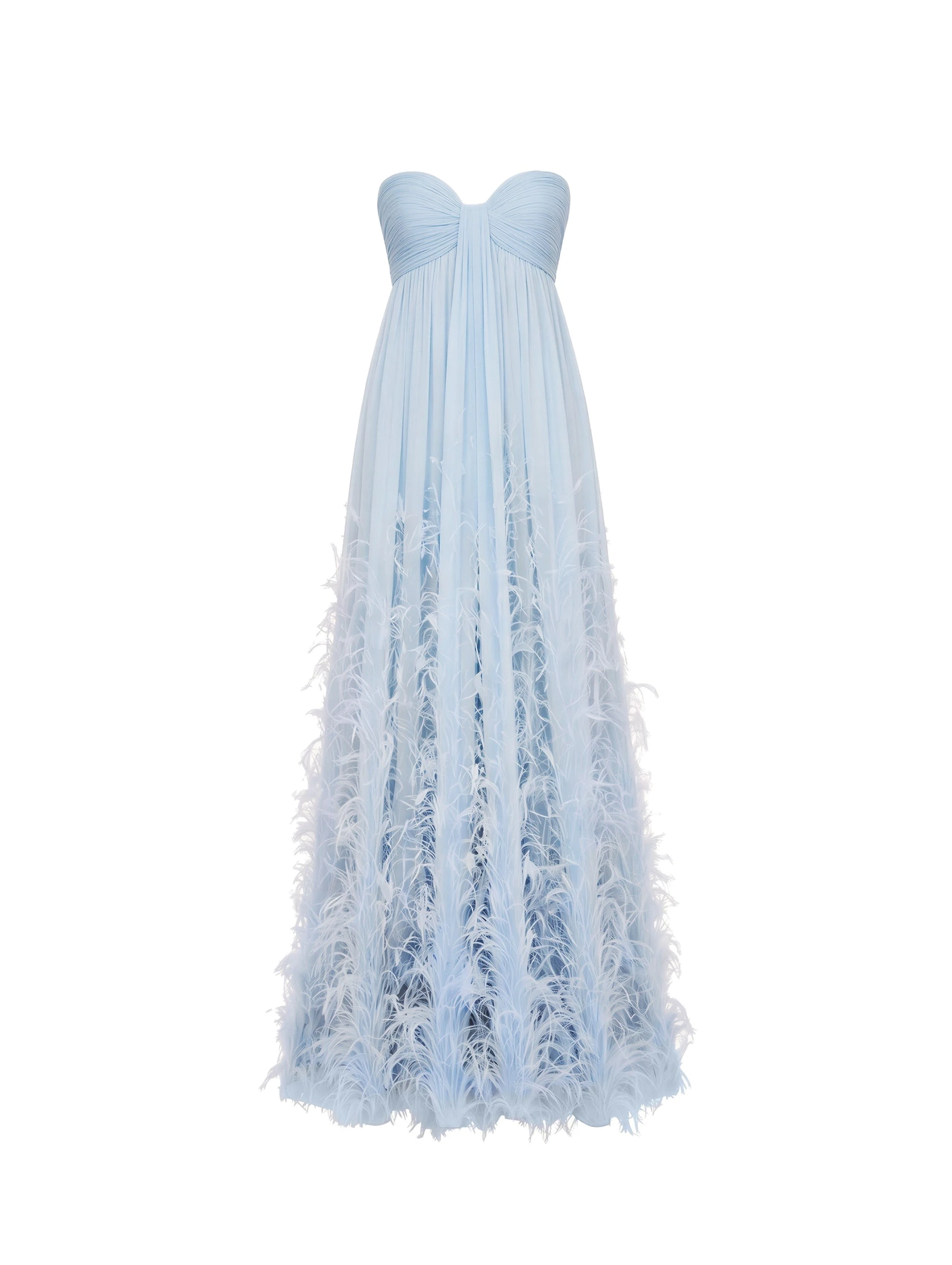 Oscar de la Renta Ombré Feather Embroidered Silk Chiffon Gown in Sky Blue | Dresses | Coveti Oscar de la Renta Ombré Feather Embroidered Silk Chiffon Gown in Sky Blue