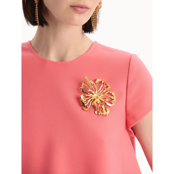 Oscar de la Renta Openwork Hibiscus Brooch, view 2