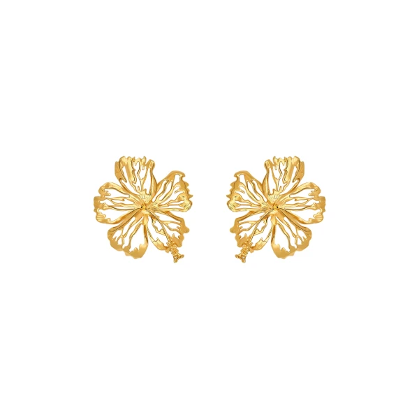 Oscar de la Renta Openwork Hibiscus Earrings