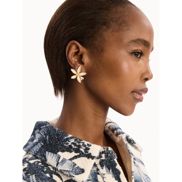 Oscar de la Renta Orange Blossom Earrings, view 2