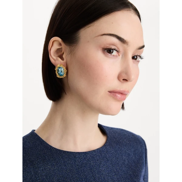 Oscar de la Renta Oval Medallion Clip-On Earrings, view 2