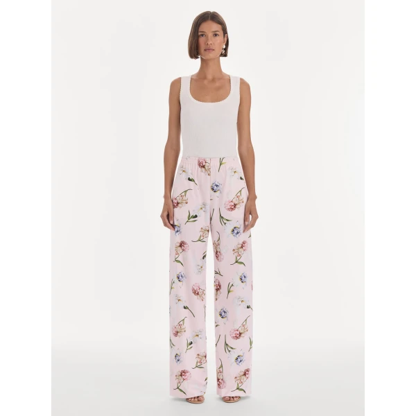 Oscar de la Renta Painted Iris Poplin Pant