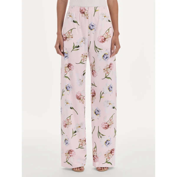 Oscar de la Renta Painted Iris Poplin Pant