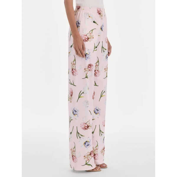 Oscar de la Renta Painted Iris Poplin Pant
