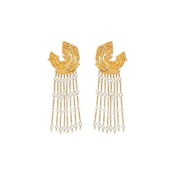 Oscar de la Renta Pearl Nest Chandelier Clip-On Earrings