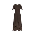 Oscar de la Renta Peony Cutout Twill Herringbone Dress