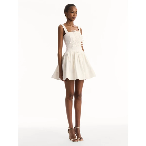 Oscar de la Renta Pineapple Appliqué Denim Dress, view 4