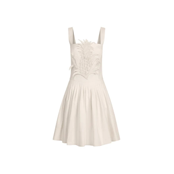 Pineapple Appliqué Denim Dress