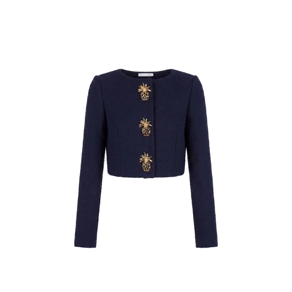 Pineapple Button Slub Wool Tweed Jacket