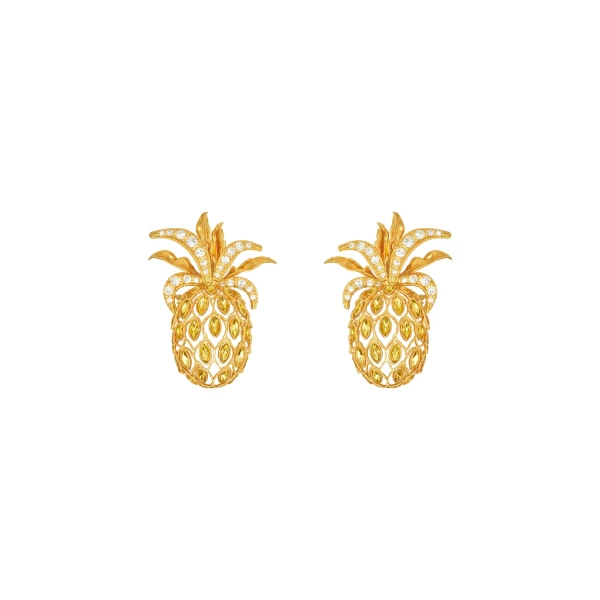 Oscar de la Renta Pineapple Crystal Clip-On Earrings