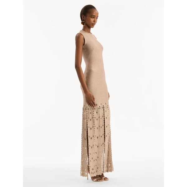 Oscar de la Renta Pineapple Fringe Metallic Jersey Dress, view 4
