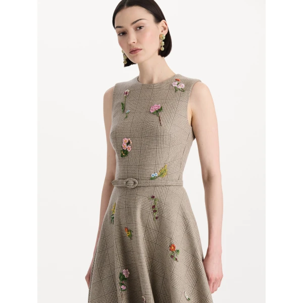 Oscar de la Renta Plaid Cashmere-Blend Dress