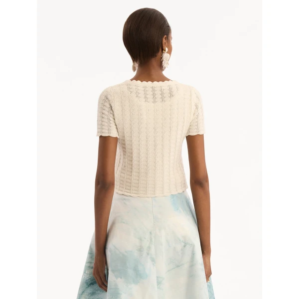 Oscar de la Renta Pointelle Weave Cardigan, view 3