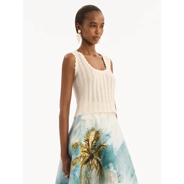 Oscar de la Renta Pointelle Weave Tank, view 4