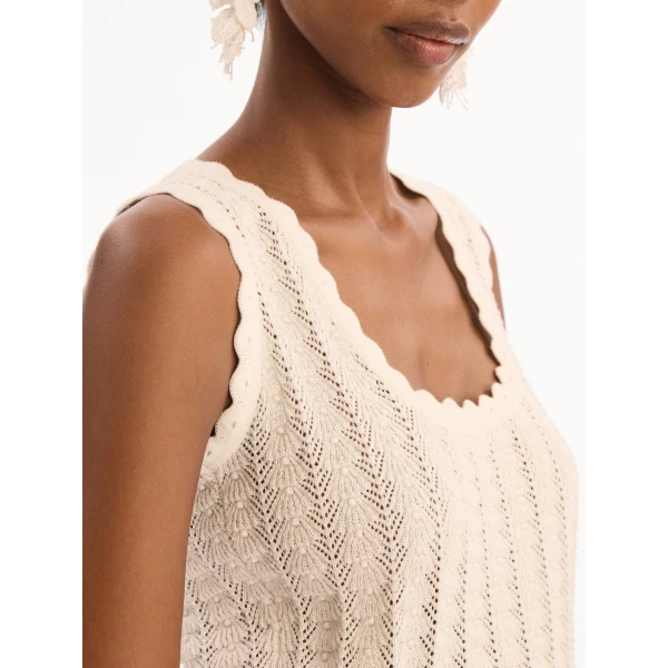 Oscar de la Renta Pointelle Weave Tank, view 5