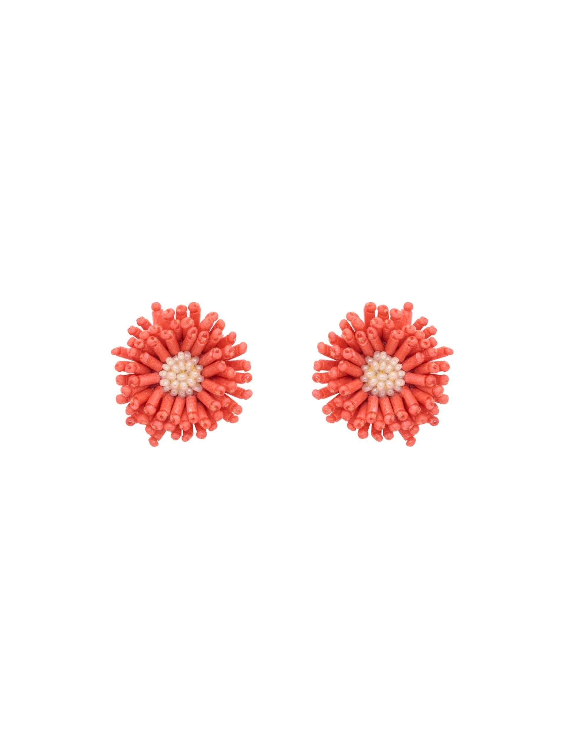 Oscar de la Renta Pompom Flower Earrings in Guava | Jewelry | Coveti Oscar de la Renta Pompom Flower Earrings in Guava