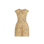 Oscar de la Renta Porcelain Flower Embroidered Cap-Sleeve Dress