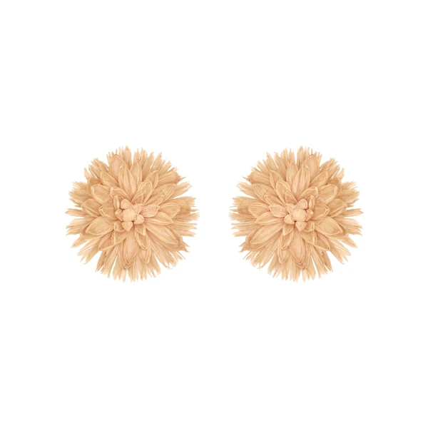 Raffia Flower Clip-On Earrings