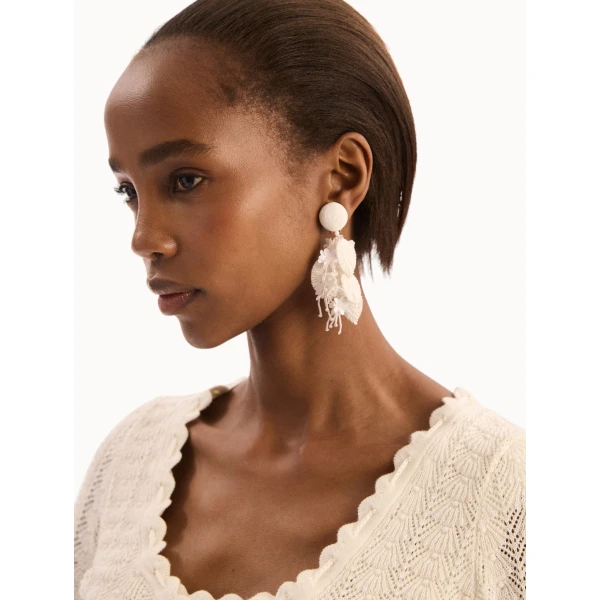 Oscar de la Renta Raffia Tassel Bouquet Clip-On Earrings, view 2