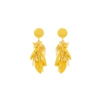 Oscar de la Renta Raffia Tassel Bouquet Clip-On Earrings in Yellow