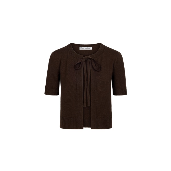 Oscar de la Renta Self-Tie Wool Twin Set Cardigan
