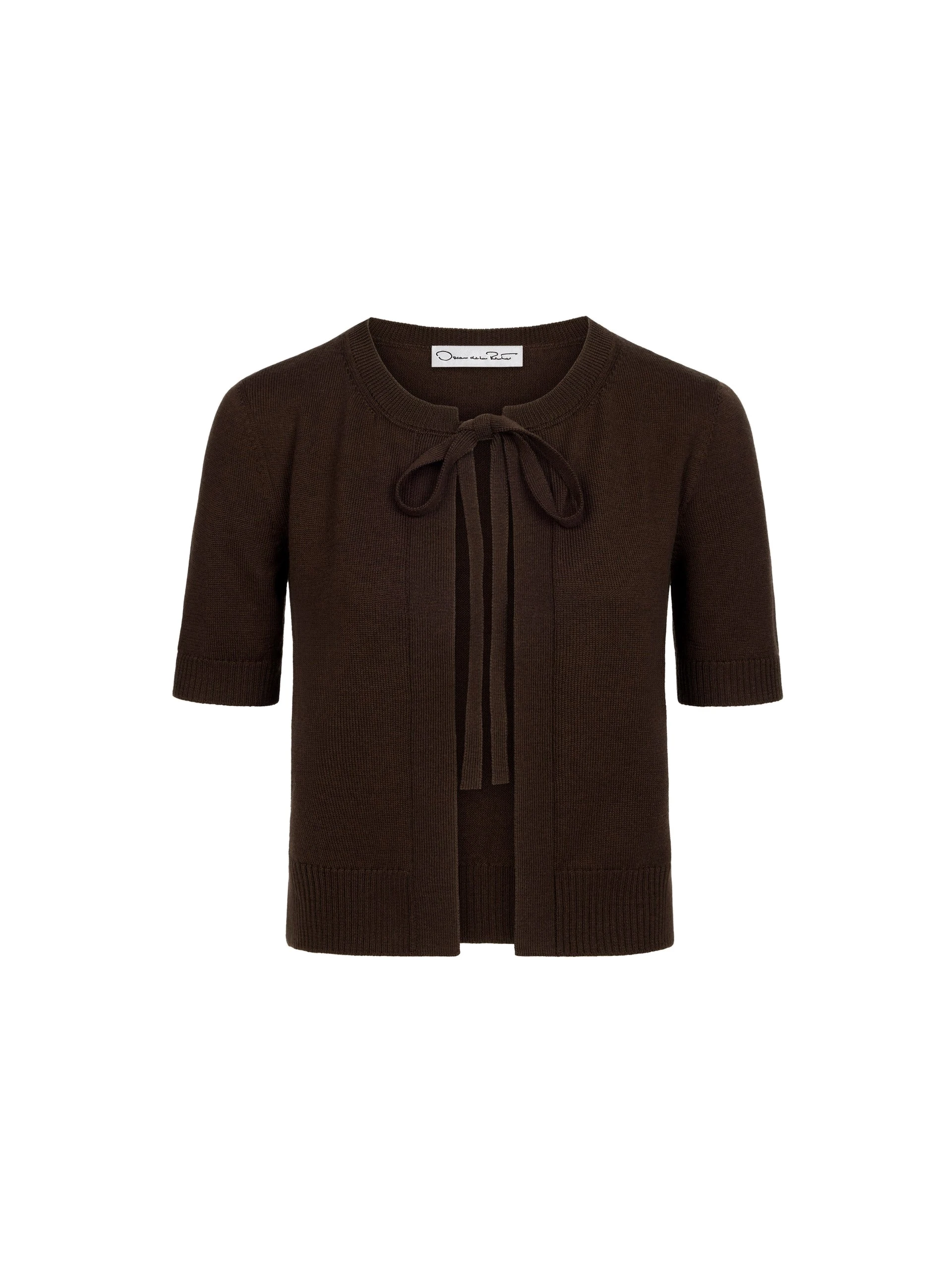 Oscar de la Renta Self-Tie Wool Twin Set Cardigan | Knitwear | Coveti Oscar de la Renta Self-Tie Wool Twin Set Cardigan