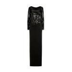 Oscar de la Renta Sequin Fringe Gown in Black