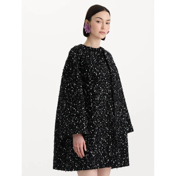 Oscar de la Renta Sequin Ribbon Tweed Coat