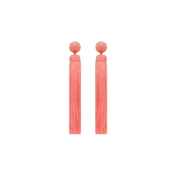 Oscar de la Renta Silk Rope Tassel Clip-On Earrings in Guava