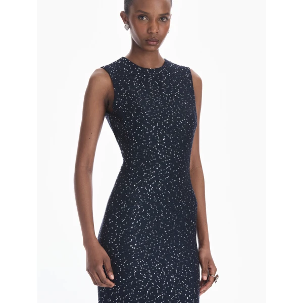Oscar de la Renta Sleeveless Sequin Tweed Cocktail Dress