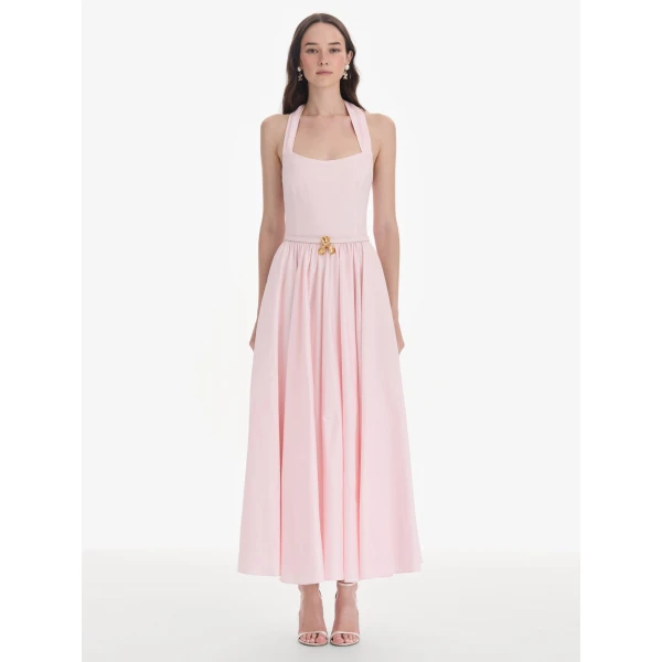 Oscar de la Renta Sleeveless Stretch Cotton Poplin Sateen Day Dress
