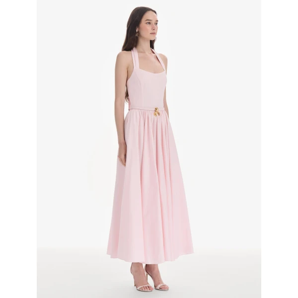 Oscar de la Renta Sleeveless Stretch Cotton Poplin Sateen Day Dress