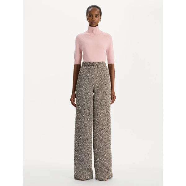 Oscar de la Renta Slubby Wool Tweed Gauze Pant