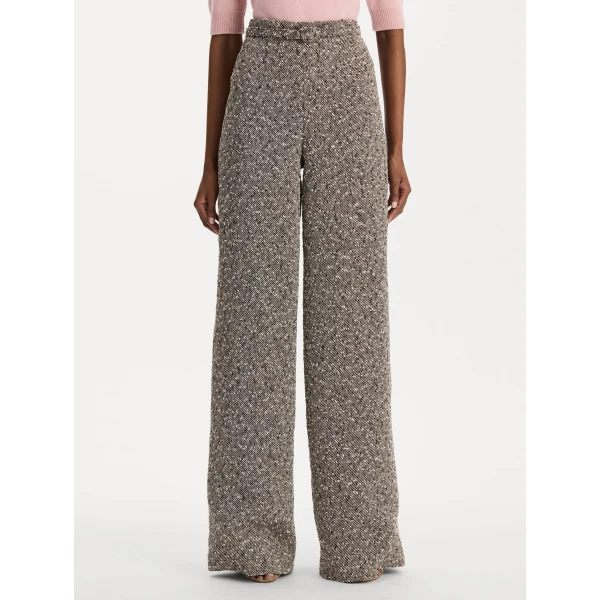 Oscar de la Renta Slubby Wool Tweed Gauze Pant