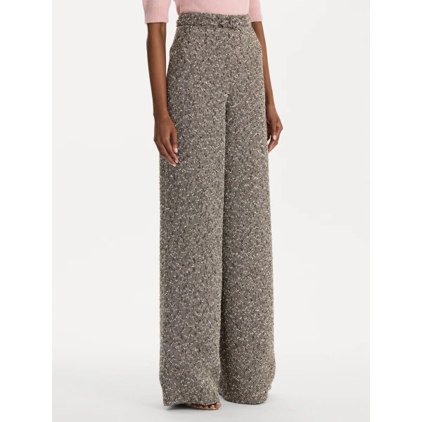 Oscar de la Renta Slubby Wool Tweed Gauze Pant
