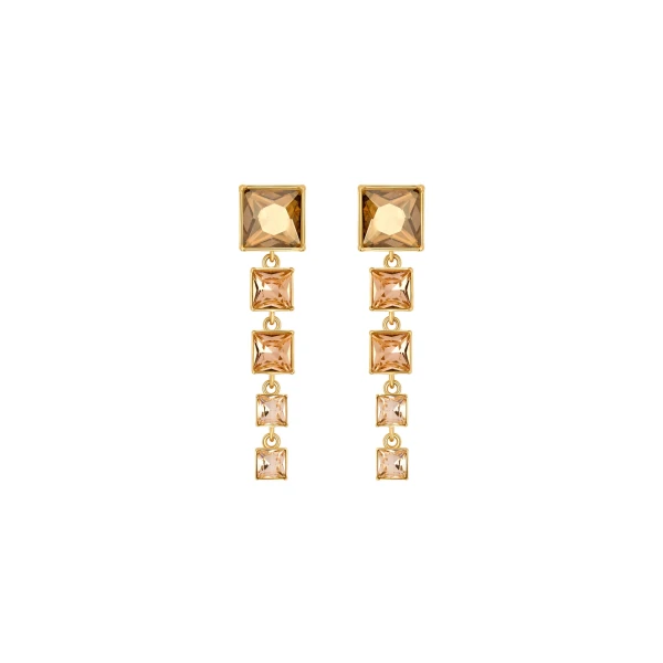 Oscar de la Renta Square-Cut Rhinestone Drop Earrings