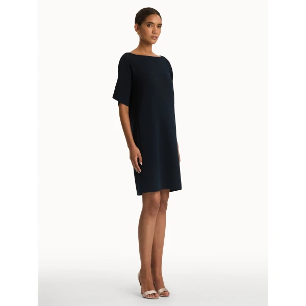 Oscar de la Renta Tie-Detailed Wool-Blend Shift Dress, view 3