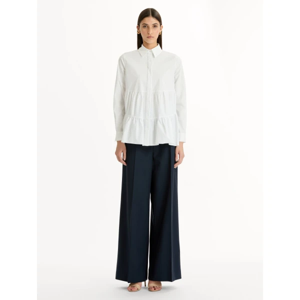 Oscar de la Renta Tiered Cotton Poplin Blouse, view 3