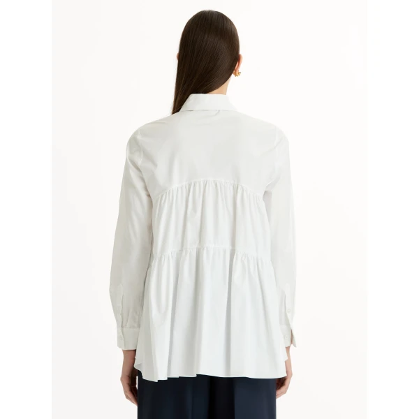 Oscar de la Renta Tiered Cotton Poplin Blouse, view 4