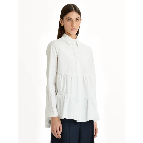 Oscar de la Renta Tiered Cotton Poplin Blouse, view 5