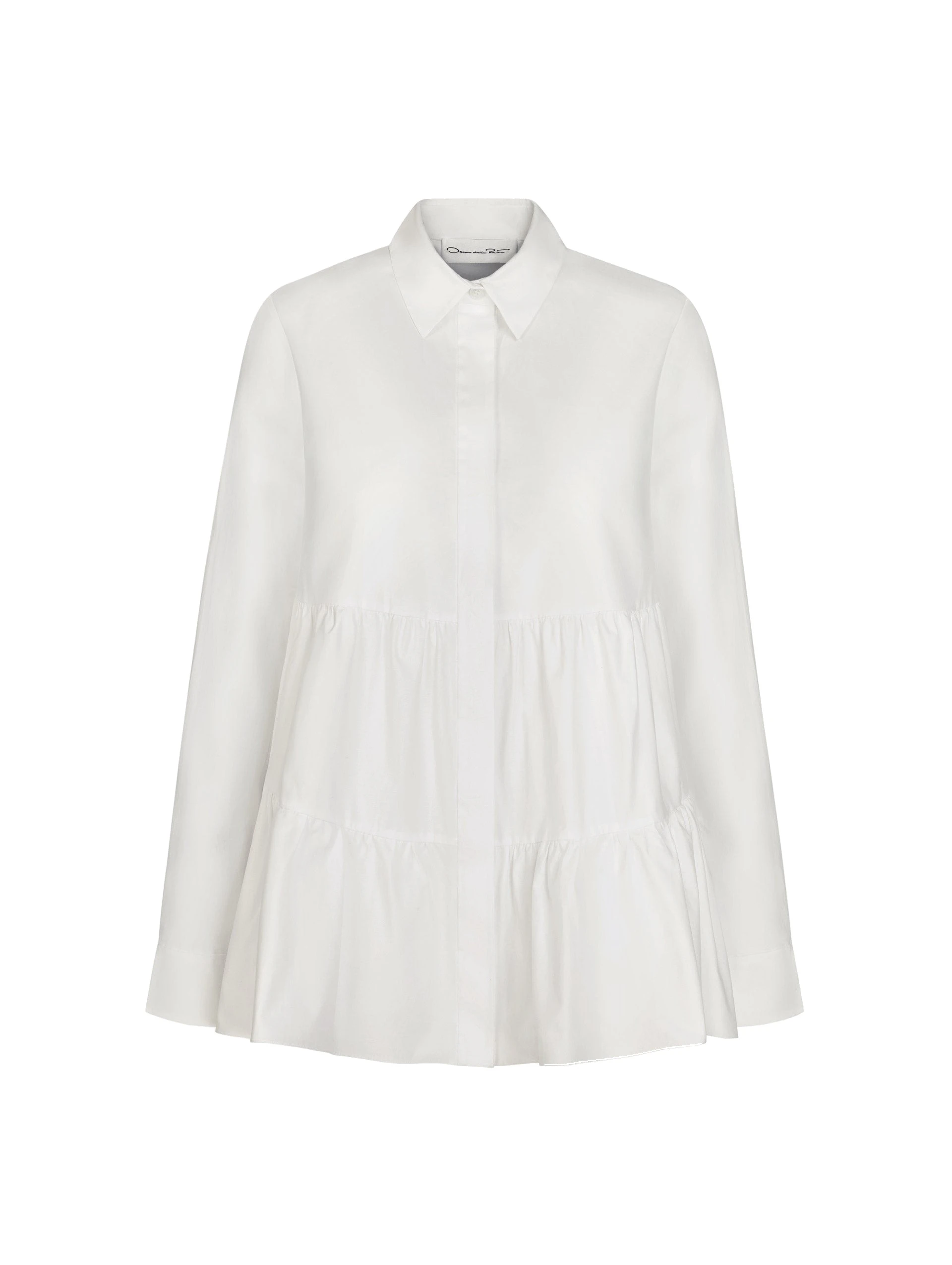 Oscar de la Renta Tiered Cotton Poplin Blouse | Tops | Coveti Oscar de la Renta Tiered Cotton Poplin Blouse