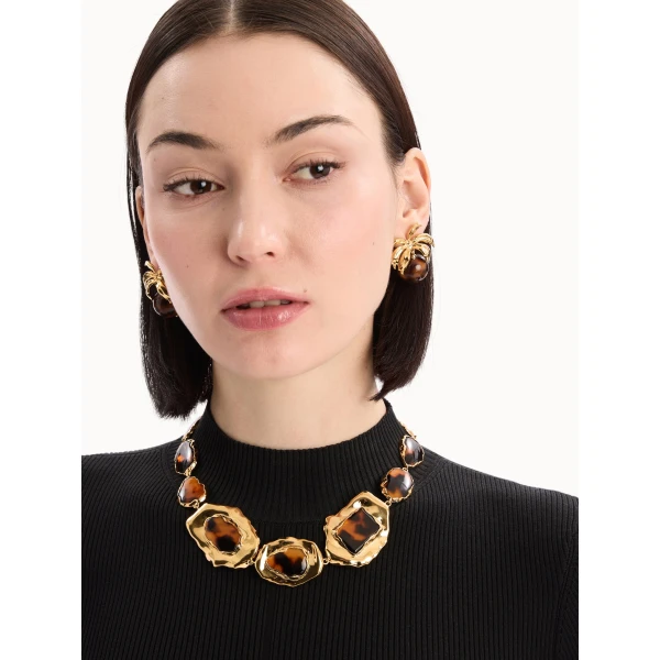 Oscar de la Renta Tortoise Stone Collar Necklace, view 2