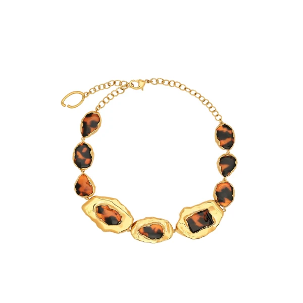 Oscar de la Renta Tortoise Stone Collar Necklace