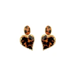 Oscar de la Renta Tortoise Stone Heart Clip-On Earrings