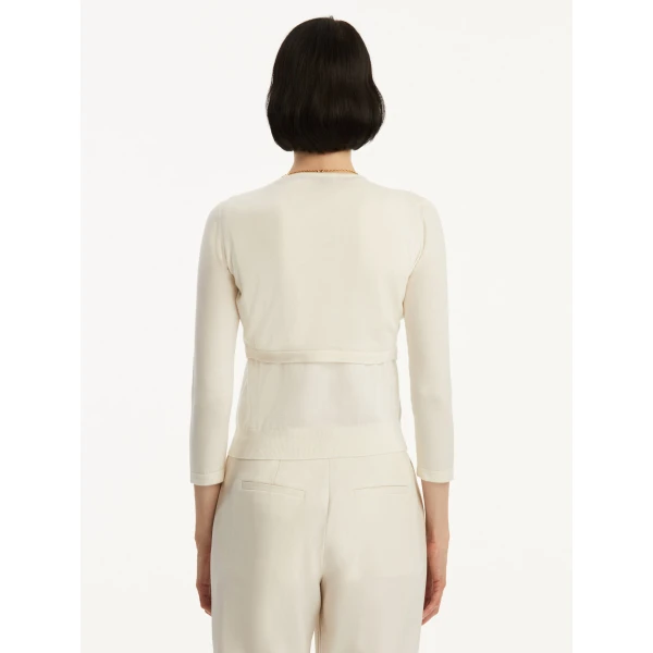 Oscar de la Renta Wool-Blend Bolero in Ivory, view 4