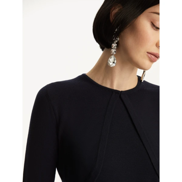 Oscar de la Renta Wool-Blend Bolero in Navy, view 6