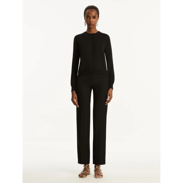 Oscar de la Renta Wool-Blend Cardigan in Black, view 3