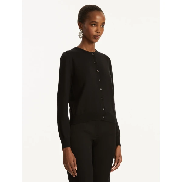 Oscar de la Renta Wool-Blend Cardigan in Black, view 5