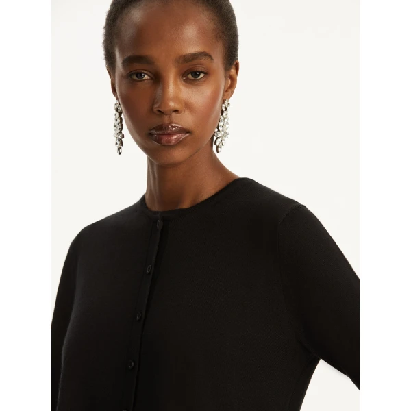 Oscar de la Renta Wool-Blend Cardigan in Black, view 6