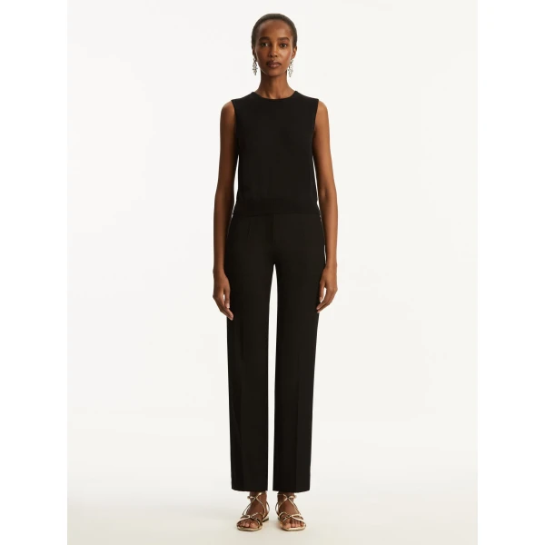 Oscar de la Renta Wool-Blend Tank in Black, view 3